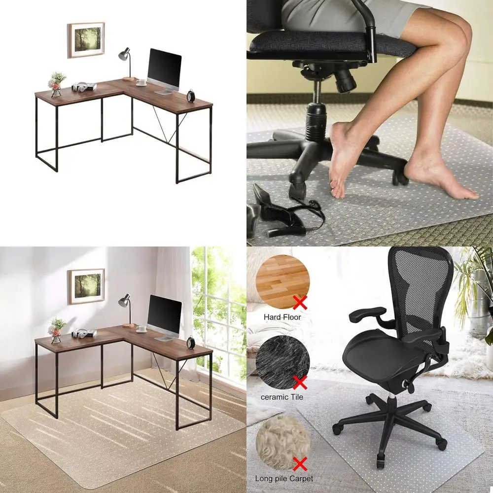 

51x63 Inch Clear Chair Mat for Carpets - Desk and Home Use, Smooth Rolling, Floor Protection for Low Pile Carpets