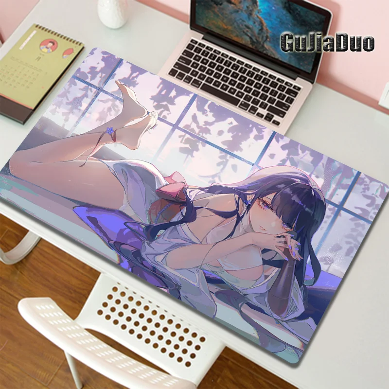 

Genshin Impact Raiden Shogun Gamer Comic Mouse Pad Laptop Play Mat Anti-slip Kawaii Anime Mousepad Gaming Accessories Pc Cushion