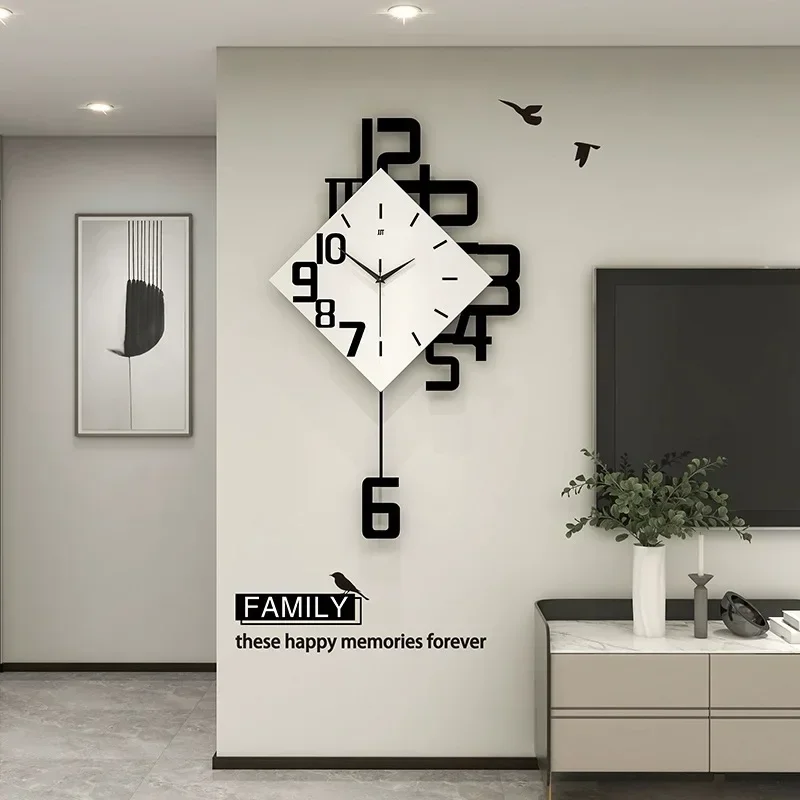 Fashion European-Style Living Room Wall Clock Wooden Creative Hanging Wall Clock Quartz Digital Clocks Living Room Decoration