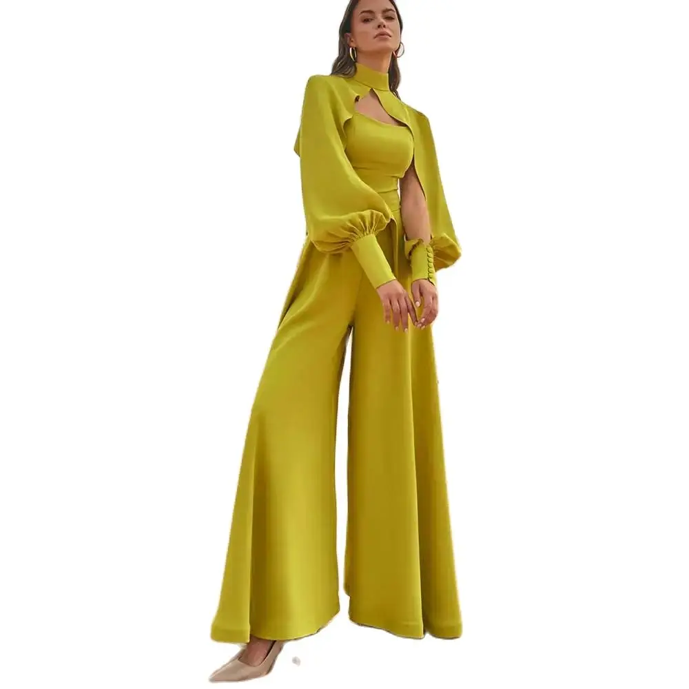 YUMDAI Luxury Dubai Fashionable Green Evening Dress 2024 Elegant Saudi Wedding Party Formal Guest Italian Backless Pants Suit