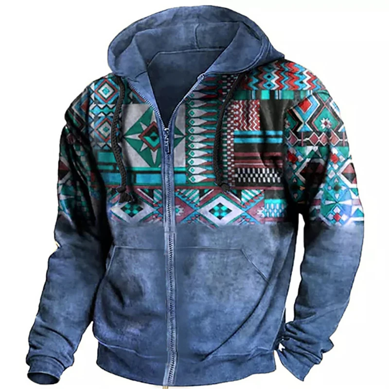 Outono estilo étnico 3d impresso hoodies das mulheres dos homens moda vintage oversized moletom com capuz com zíper masculino agasalho homem roupas