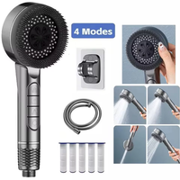 4 Modes High Pressure Water Saving Shower Head One-Key Stop Water Massage Sprayer Set With Filter Element Bathroom Accessories