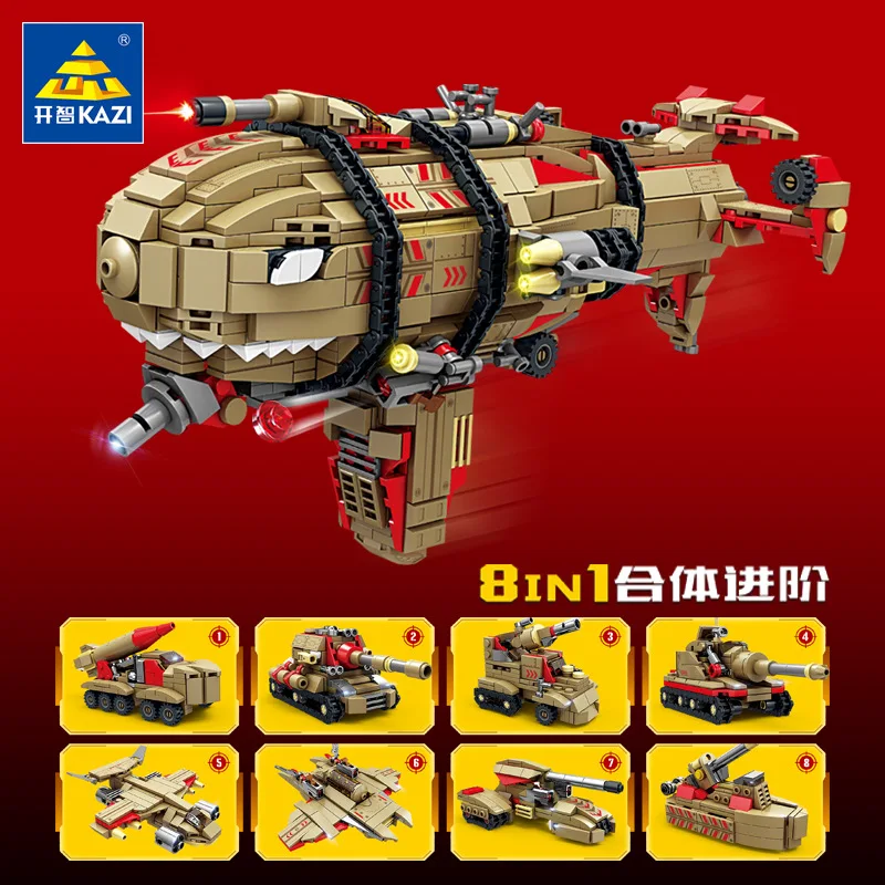 Red Soviet Alert Yuri World Wars Military Kirov Airship City Airboat Ideas Model Building Block Bricks Children Gift Adults