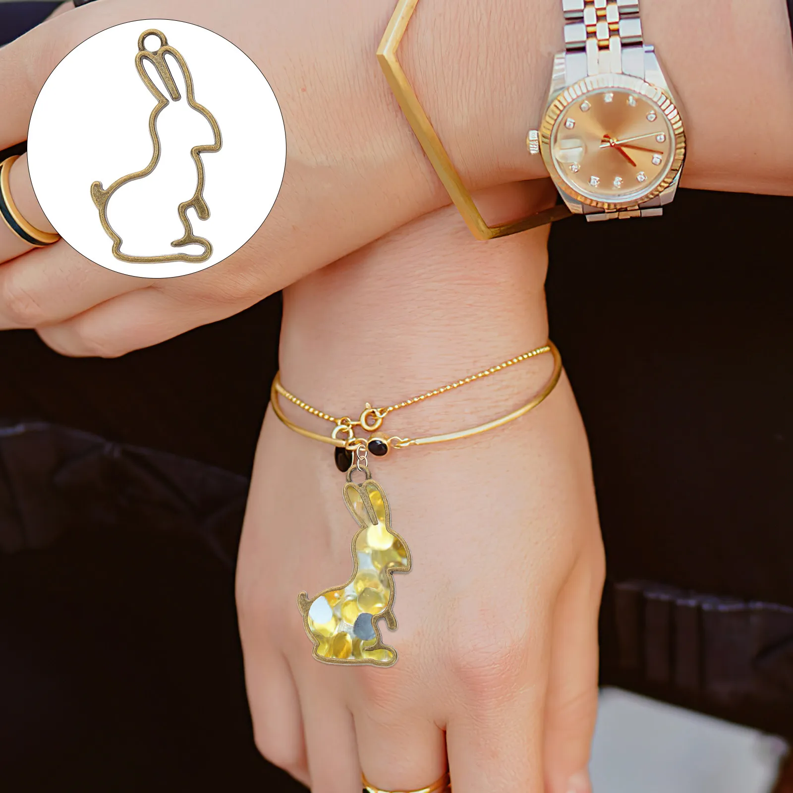 

25 шт. легких подвесок-кроликов с гладкой поверхностью и открытой оправой для изготовления украшений из смолы, для самостоятельного изготовления ожерелий и браслетов