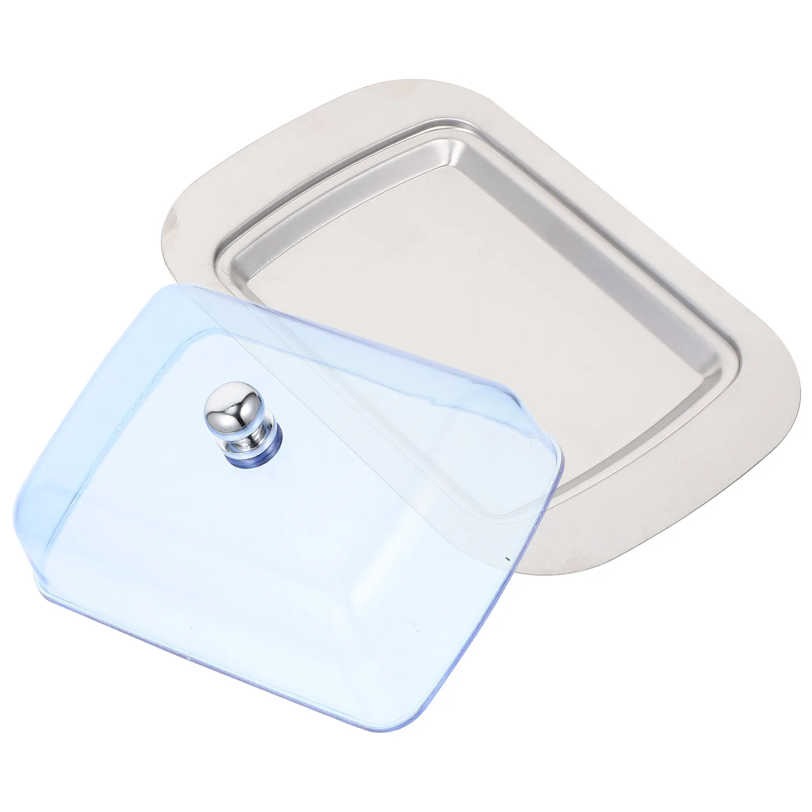 

Butter Box Stainless Steel Container Blue Lid 430 Grade Material Kitchen Tableware Counter Storage Reusable