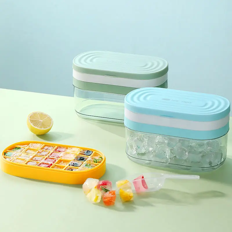 

Obelix New Silicone Ice Cube Reusable Tray Frozen Ice For Kitchen Whiskey Cocktail Tools With Lid Send Ice Shovel Ice Moulds