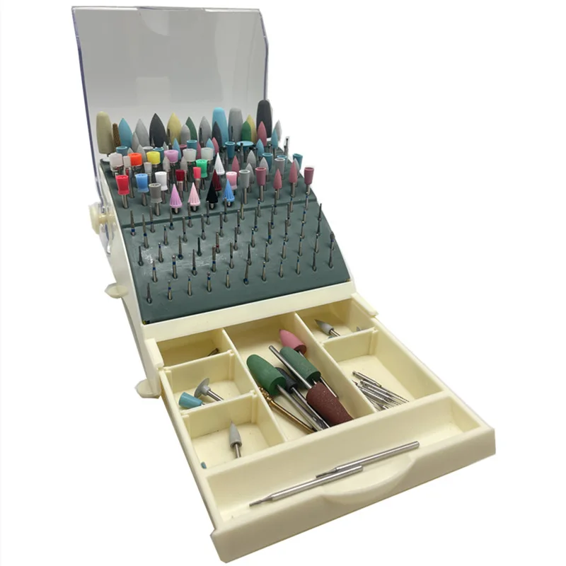 Dental Bur Block / Holder / Station with Pull out Drawer - Holds 142 Burs