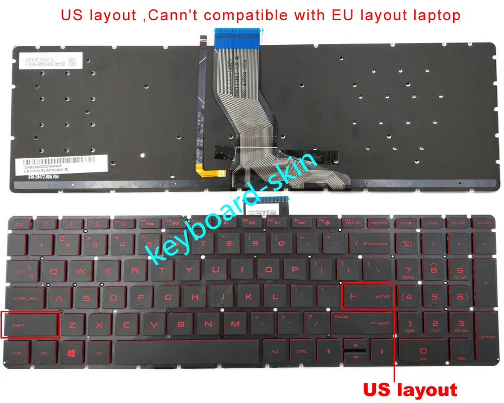 New US Keyboard backlit No-frame for HP 17-W 17-W0000 17-Wxxxx,15-AX 15-AX000 15-AXxxx,15-AN 15-ANxxx series laptop