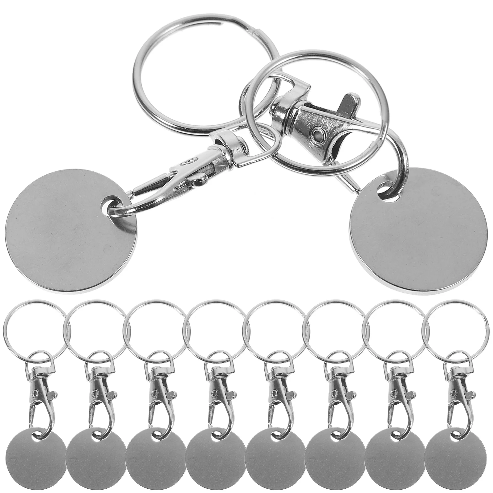 10 Pcs Cart Token Keychain Ornament Hanging Keyring Shopping Coin Pendant Stainless Steel Trolley Tokens