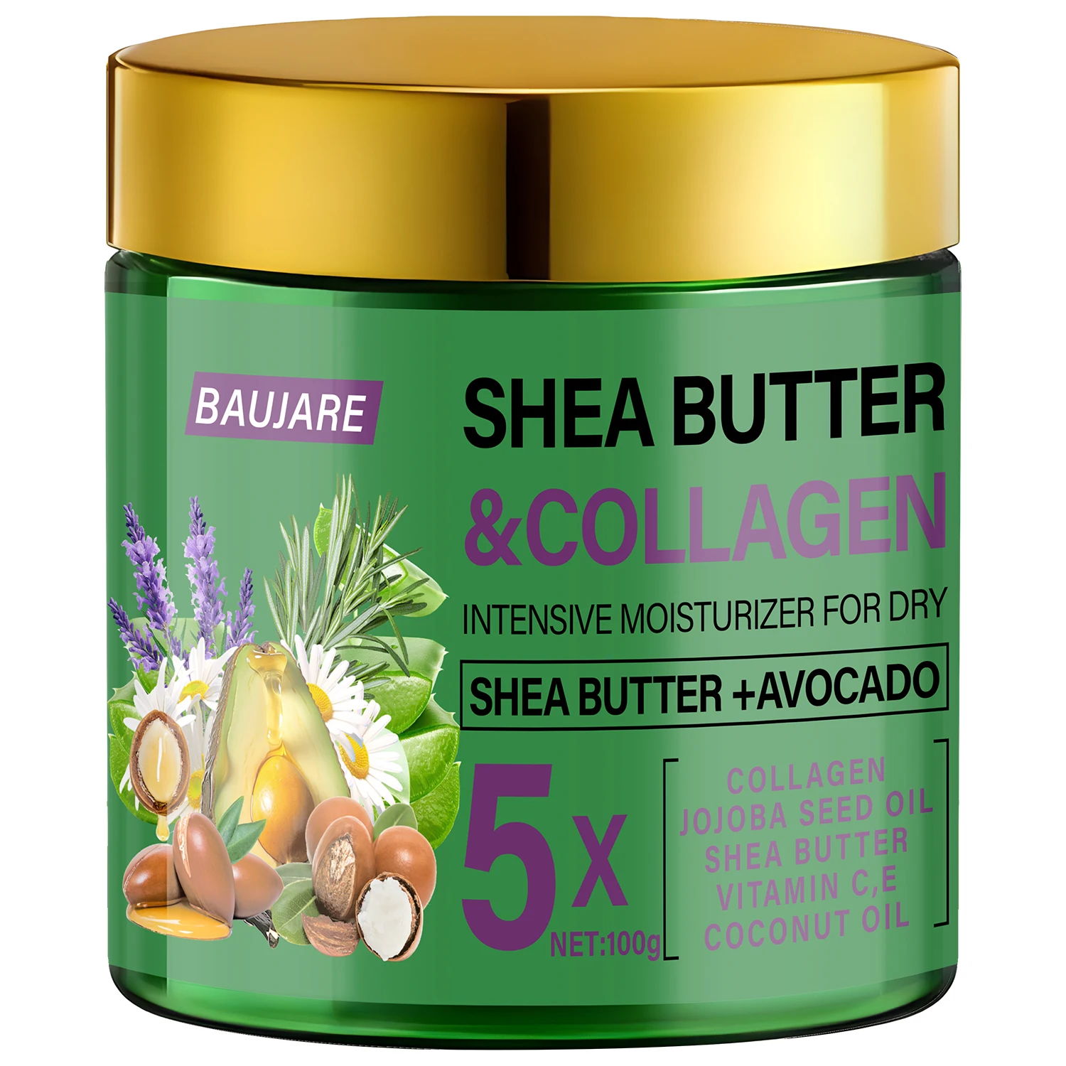 كريم الوجه بزبدة الشيا والكولاجين من باوجير - مرطب مكثف مع الأفوكادو وزيت الجوجوبا وفيتامين C&E للبشرة الجافة #6