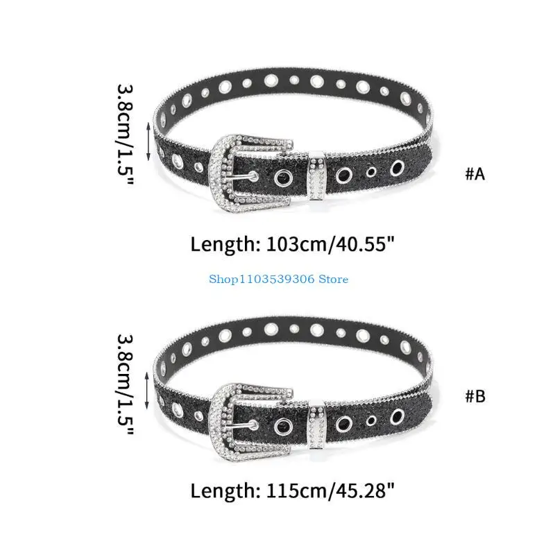 400A النمط الغربي رعاة البقر بلينغ حجر الراين مشبك حزام كامل الترتر حزام للكبار
