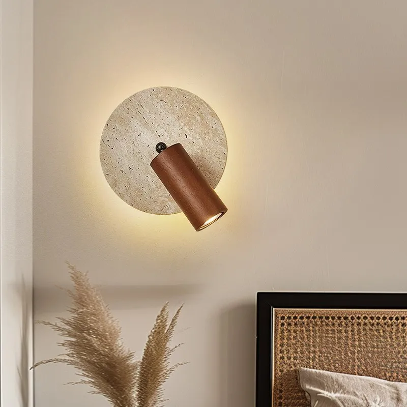 

Japanese-style yellow cave stone bedside lamp bedroom wall lamp mid-century modern style Wabi-sabi style designer reading lamp