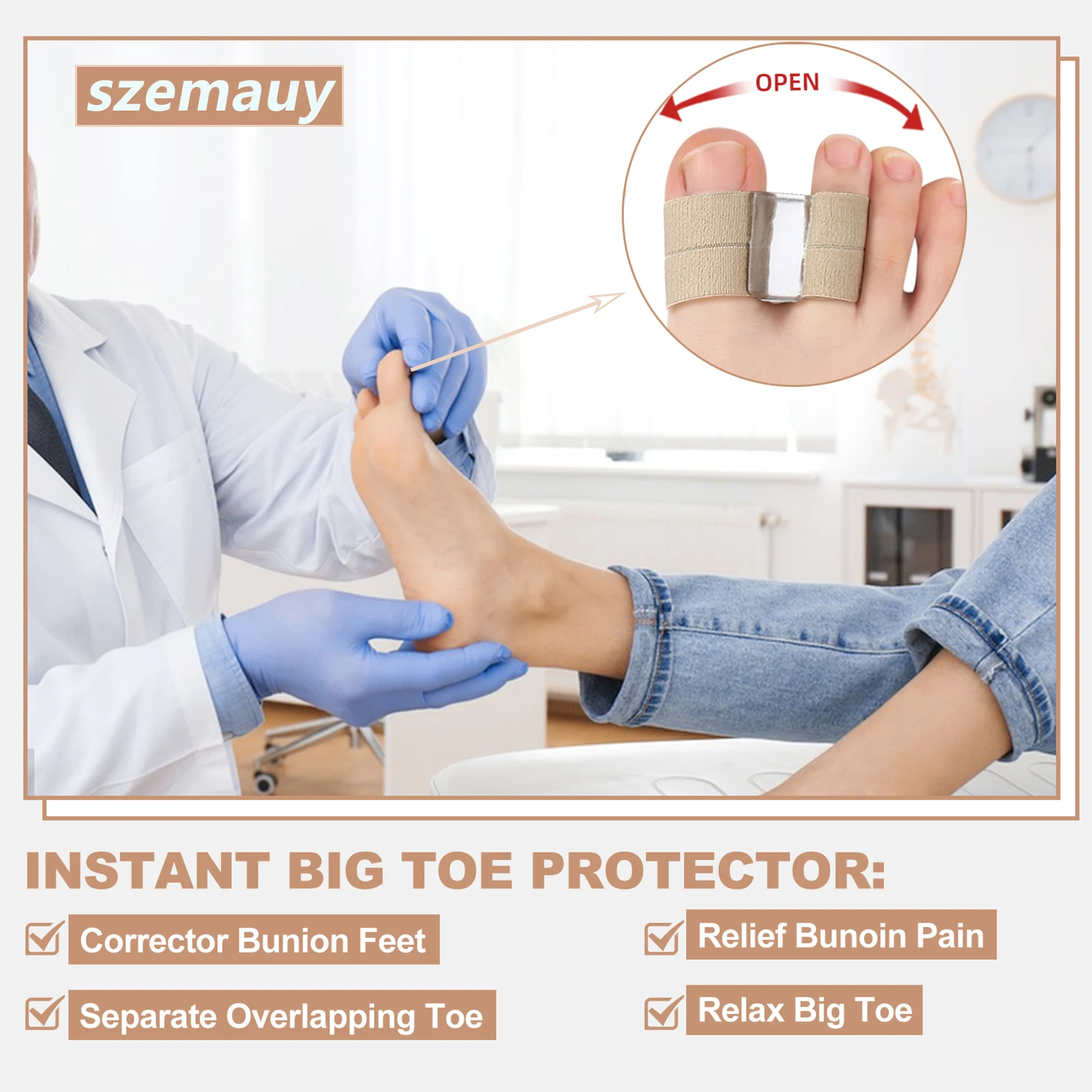 New Gel Toe Spacers Bunion Corrector with Loops Portable Toe Separators for Bunion Overlap Toe Hammer Toe Big Toe Alignment