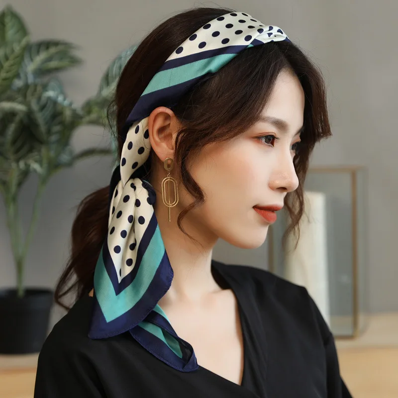 Fashion Print Skinny Silk Neckerchief Luxury Design Square Scarf for Women Soft Satin Scarves Bag Ribbon Female Foulard Hairband