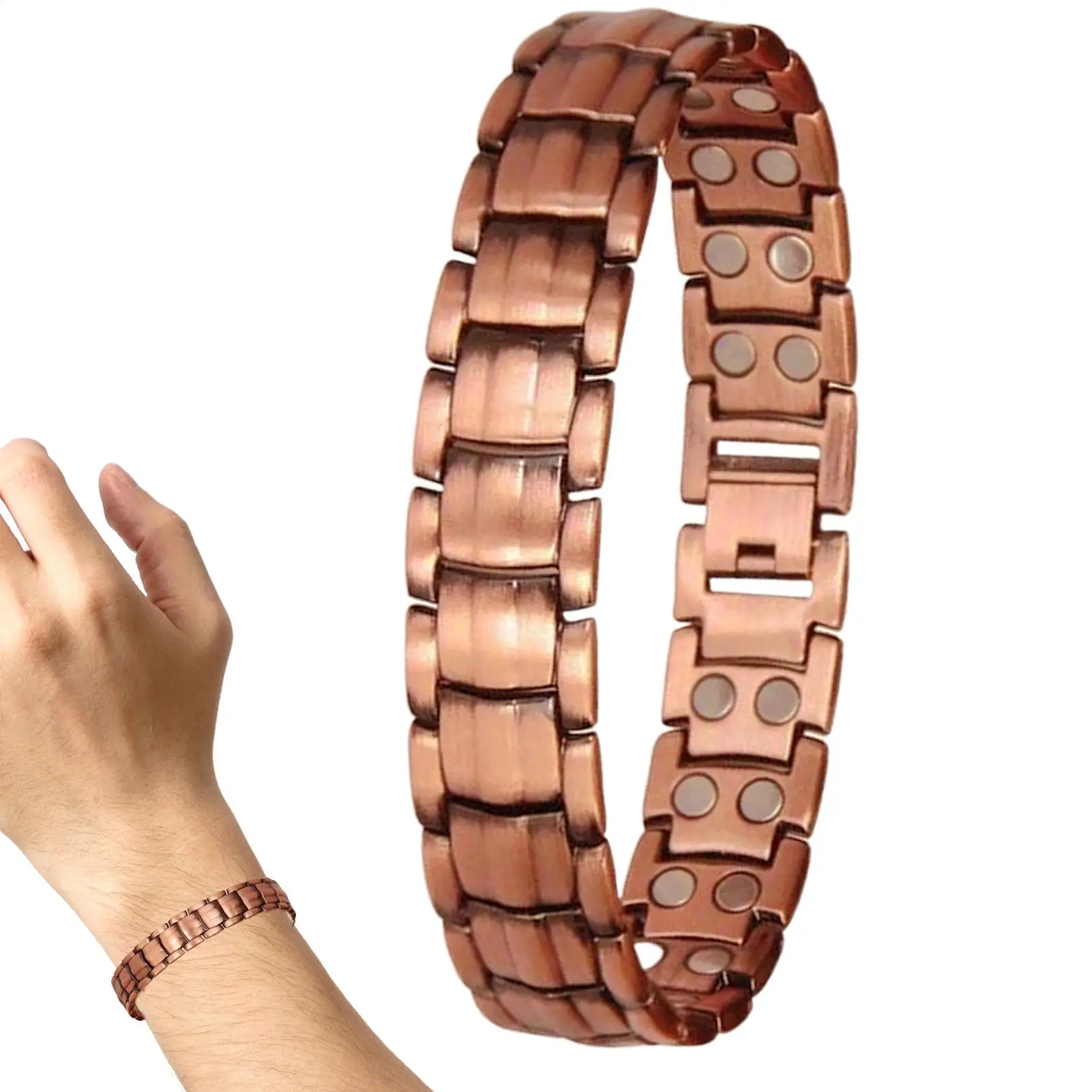 Men Copper Plating Bracelet for Men Ancient Bronze Magnetic Link Bracelets Health Energy Germanium Magnetic Bracelet Jewelry