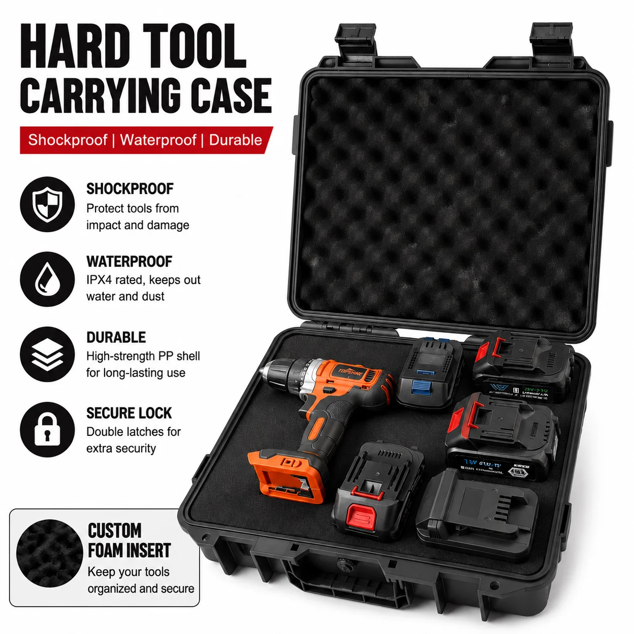 Waterproof Hard Tool Case Portable Equipment Instrument Storage Box Shockproof Organizer Suitcase for Outdoor Field Repair