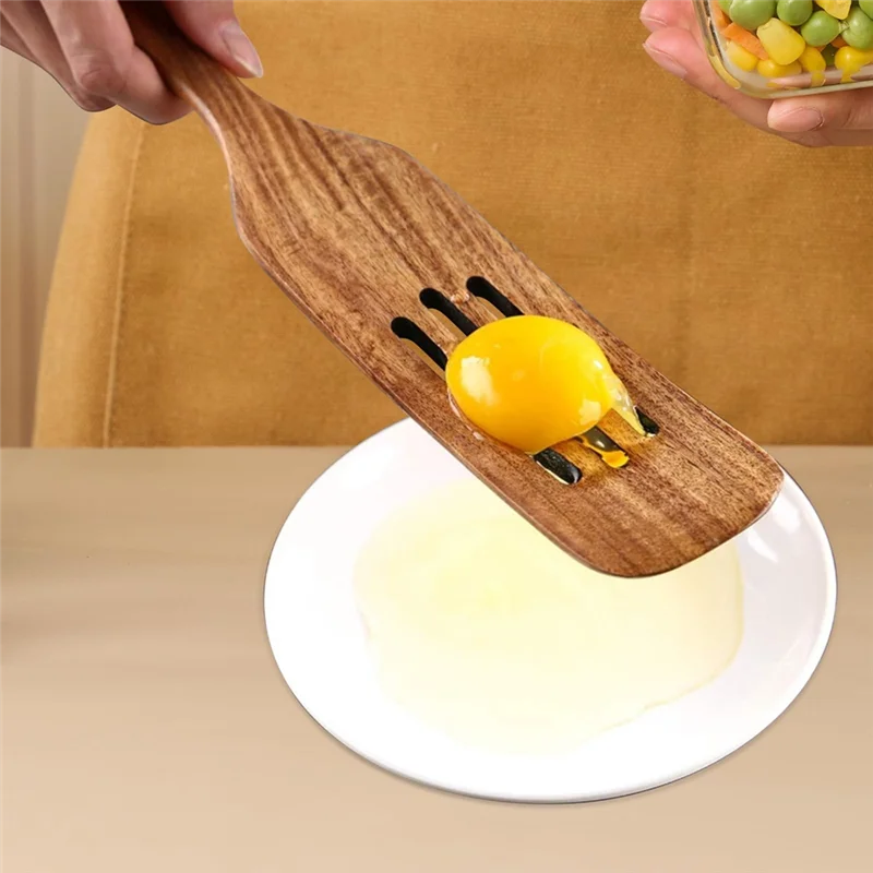 6 Pcs Wooden Spurtle Set Natural Acacias Spatula Kitchen Tools For Stirring For Cooking