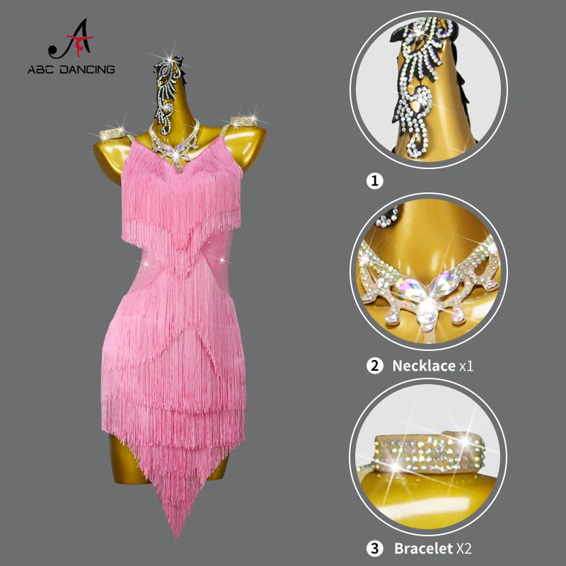 Jurk voor dans Latin kostuum damesfeesten praktijk korte kleding meisjes nieuwe feestavond prom 2025, sexy prestaties danskleding