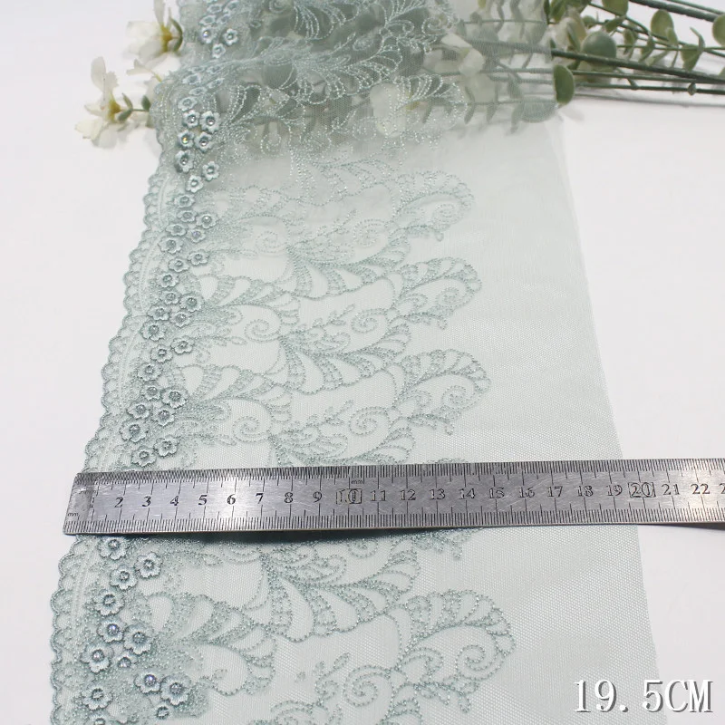 32Yards Flower Embroidery Lace Trimmings Green Mesh Lace Fabrics for Sewing Lingerie Clothing High Quality