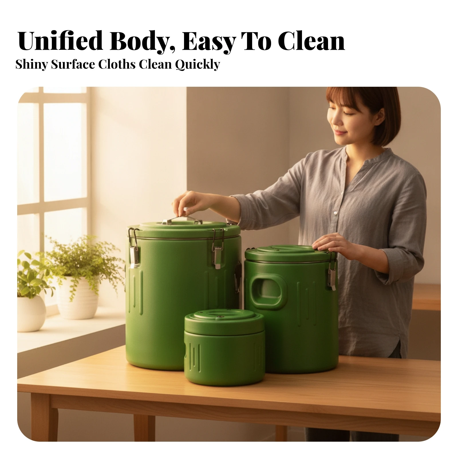 3 Pieces Insulated Food Container Sweat-Proof Exterior Side Handles Stainless Steel Thermal Container Sturdy for Catering