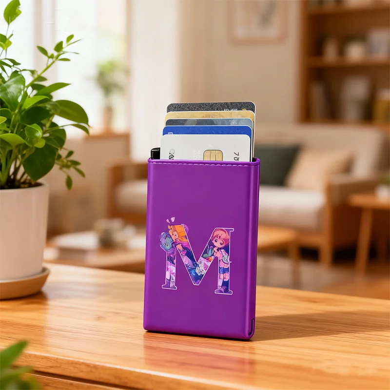 

KPop Demon Hunters Automatically Pops Up The Credit Card Holder Cartoon Convenient Metal Card Sleeve Ultra-thin Bank Card Wallet