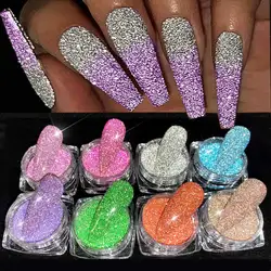 8jar/set Reflective Diamond Glitter Nail Art Chrome Pigment Sparkly Flash Crystal Pigment Nails DIY Dust Nail Supplies