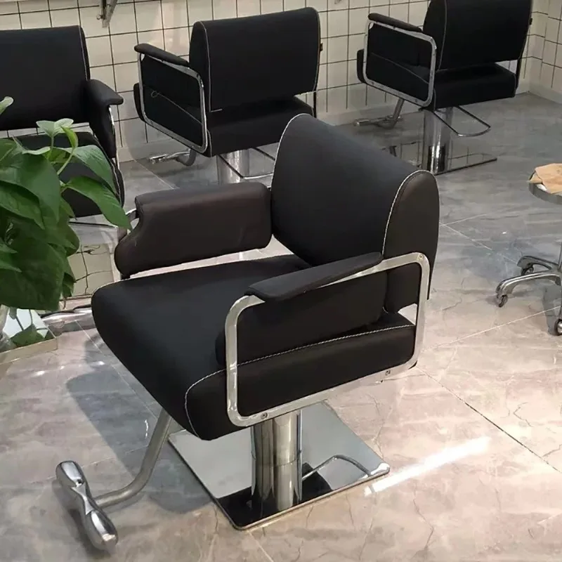 

Minimalism Delicacy Luxury Stainless Steel Chair Simple Comfortable Portable Swivel Salon Chair Vintage Elastic Silla Barberia