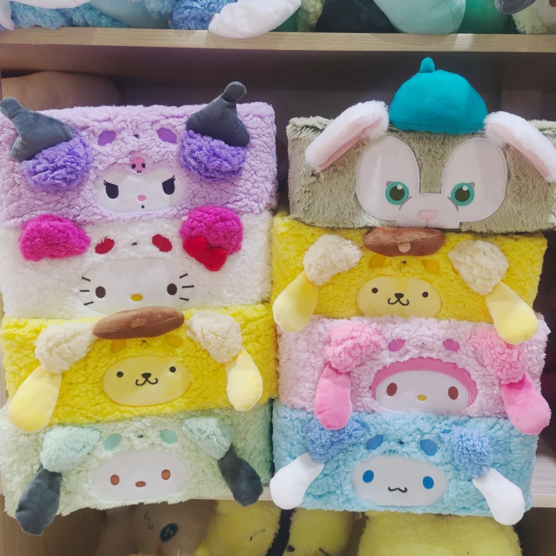 

Корзины для хранения Sanrio My Melody Cinnamoroll Kuromi Hello Kitty, пушистые контейнеры-органайзеры, домашний декор, хранение косметики, подарок для девочки