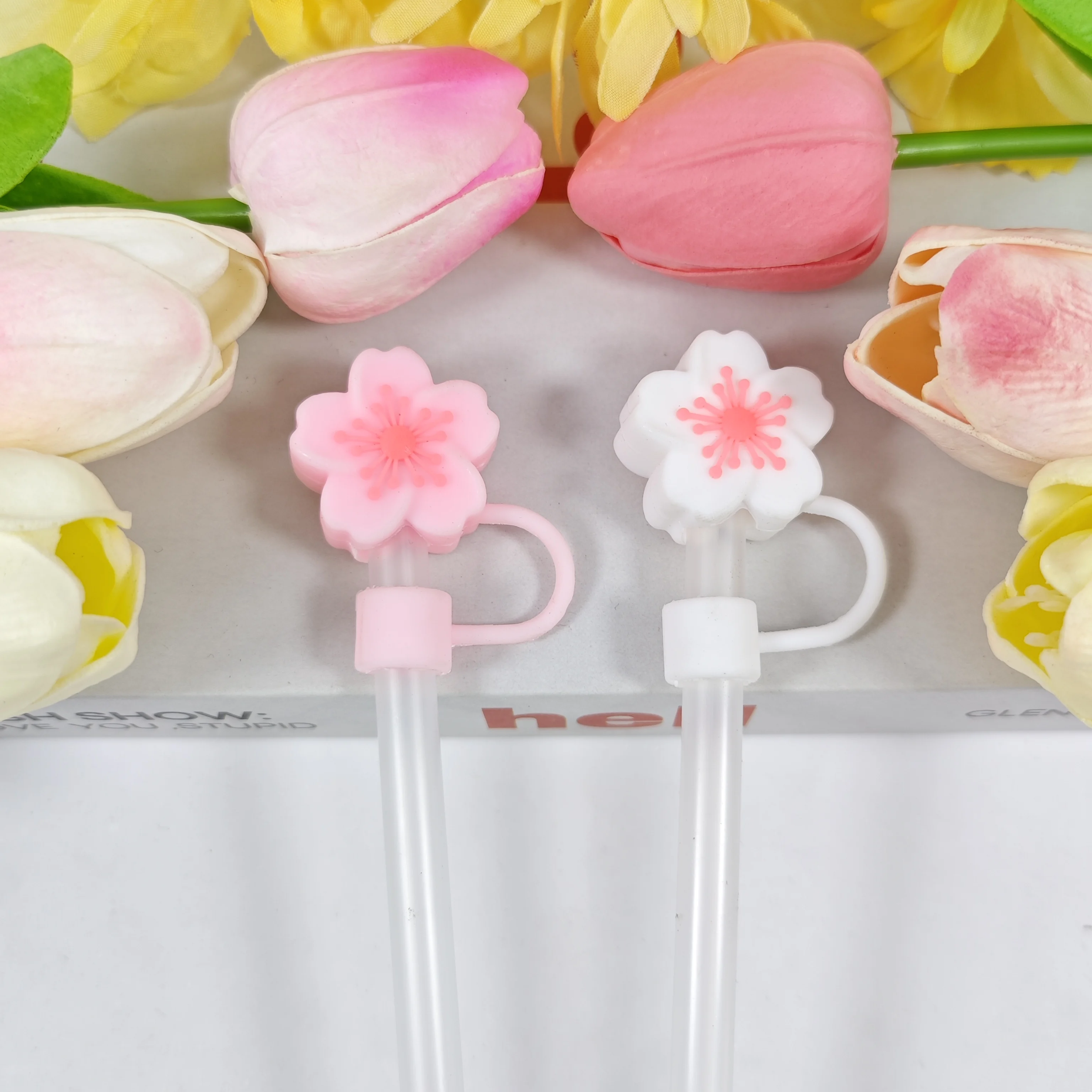 New Silicone Flower Straw Cap Protective Case