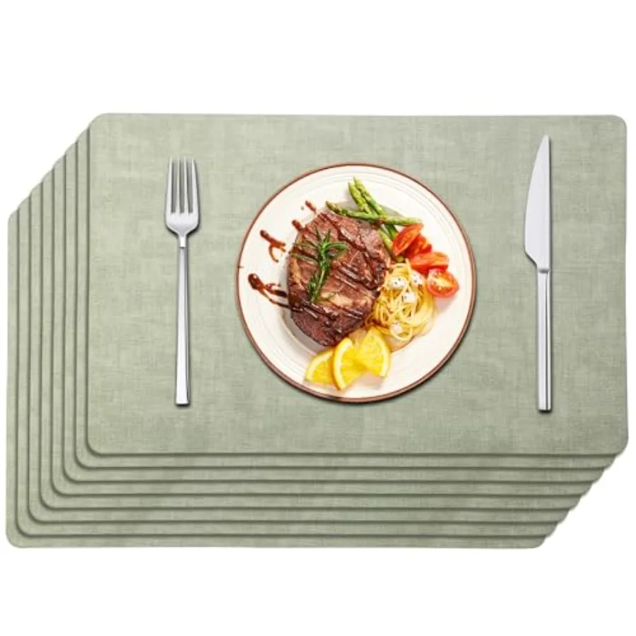 

Набор из 8 подставок под тарелки из искусственной кожи, водонепроницаемые, легко моющиеся, термостойкие, нескользящие, для использования в помещении и на улице, 17 дюймов × [размер в дюймах]