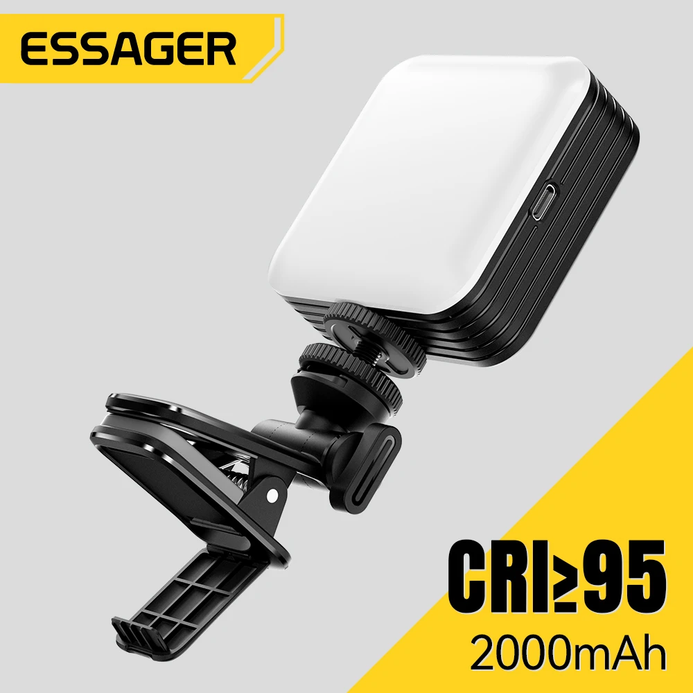 

Essager RGB Mini Selfie Fill Light Type C Interface Rechargeable 9000K 4 Modes Adjustable Brightness Clip On for Phone Laptops