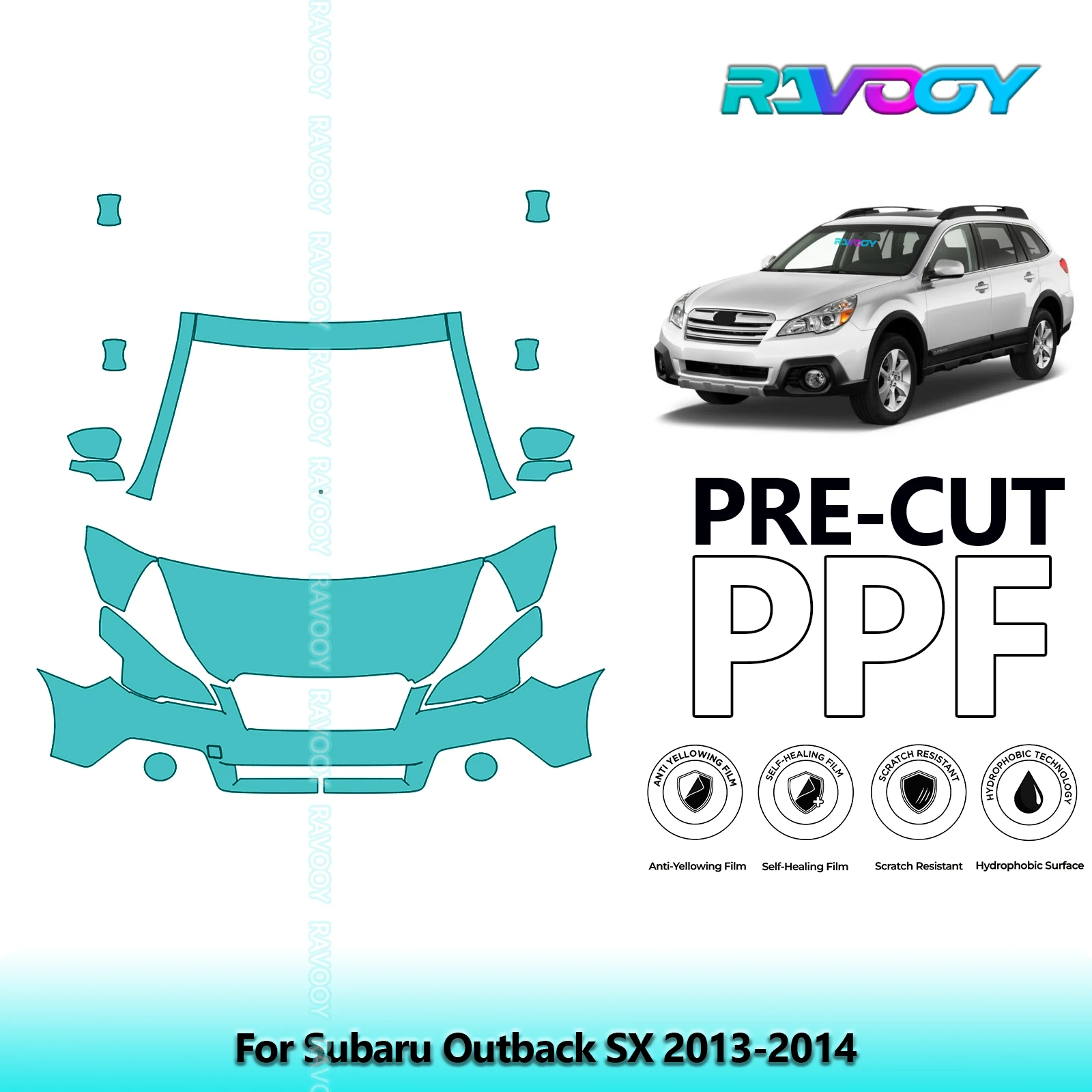 For Subaru Outback SX 2013-2014 Partial Front 8.5Mil Pre-Cut Paint Protection Film PPF Clear Bra Kit | Clear/Matte/Black Options