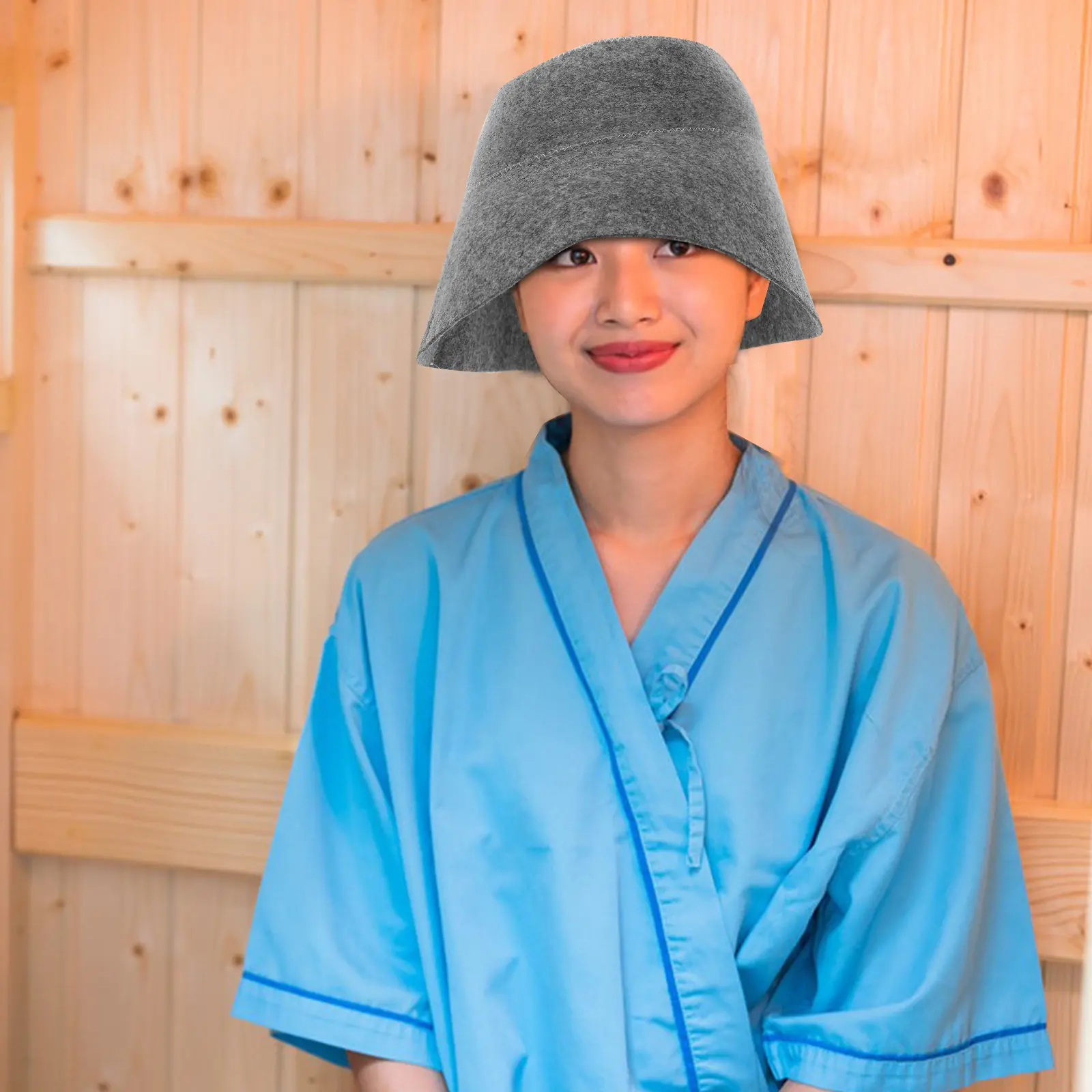 

2Pcs Sauna Caps Felt Heat Insulation Water Absorbent Bath Shower Hats Large Size Sauna Accessories for Men Women