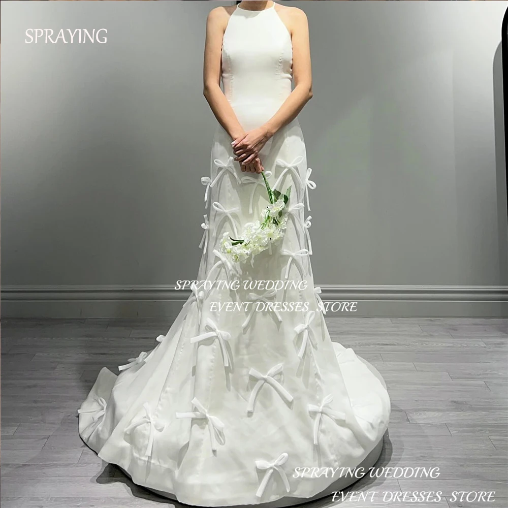 

SPRAYING Gorgeous Party Wedding Dresses 2024 Korea Photo Shoot Halter Mermaid Bow 웨딩드레스 Sleeveless Backless Bridal Gown