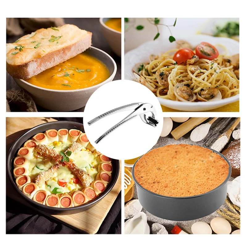 Stainless Steel Kitchen Tongs Pizza Pan Gripper Baking Pans Grip No Slip Anti Hot Pizza Pan Dish Pot Holder