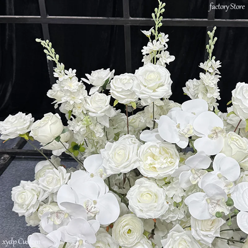 Weiße Rosen-Hortensien Weiße Serie Hochzeits-Hängeblumenreihe Tischdekorationen Blumengirlande Bodenblumenreihe Event-Zubehör – Detail 2