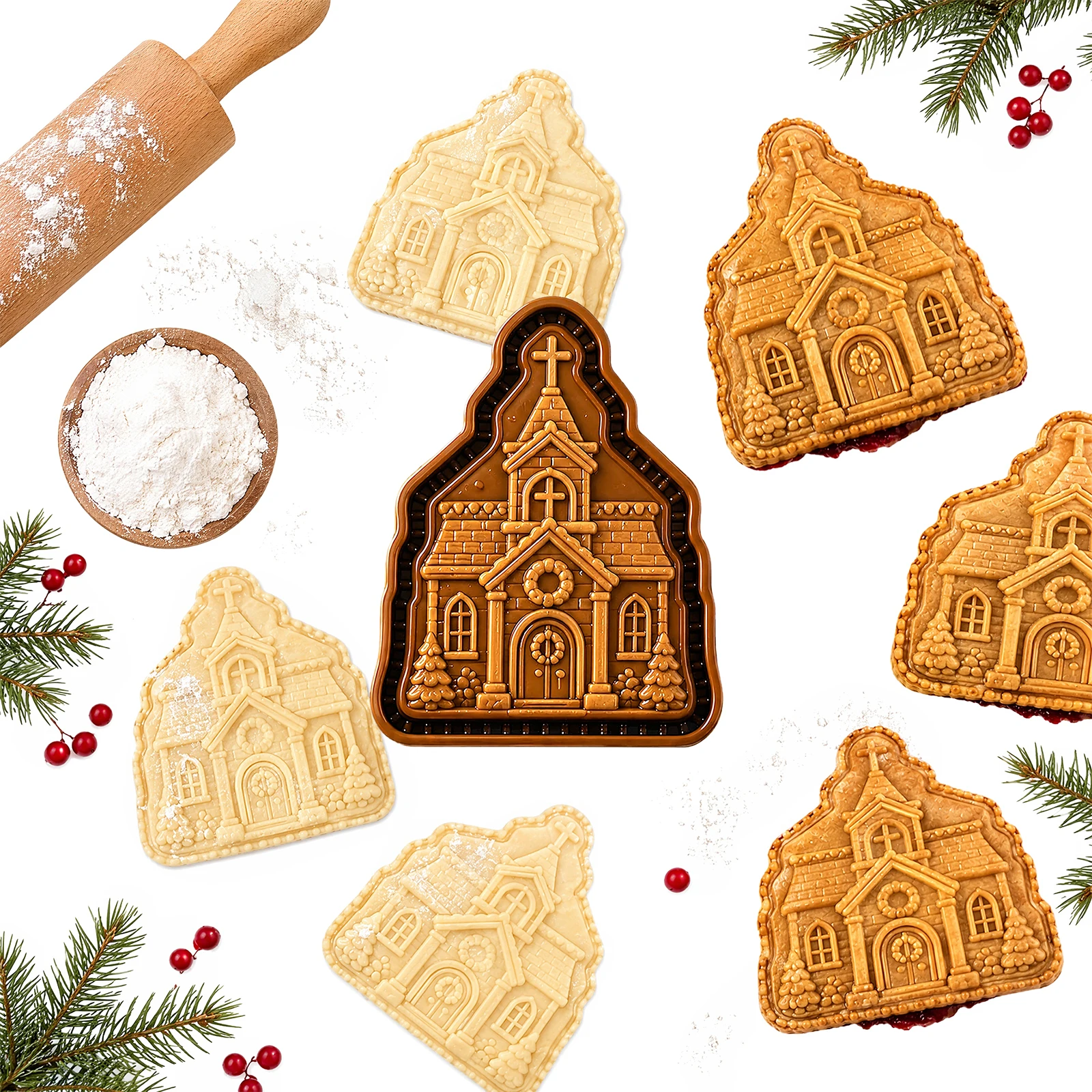 Mini Pie Molds Set 3D Faith Christmas Hand Pie Pastry Pocket Cutter Baking Tool