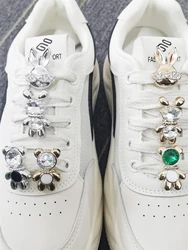 2PCS Lovely Rabbit Shoelace Charms ABS Bling Buckles Decorations DIY Rhinestone Bear Shoe Lace Clips Accessories Fit Women Boots