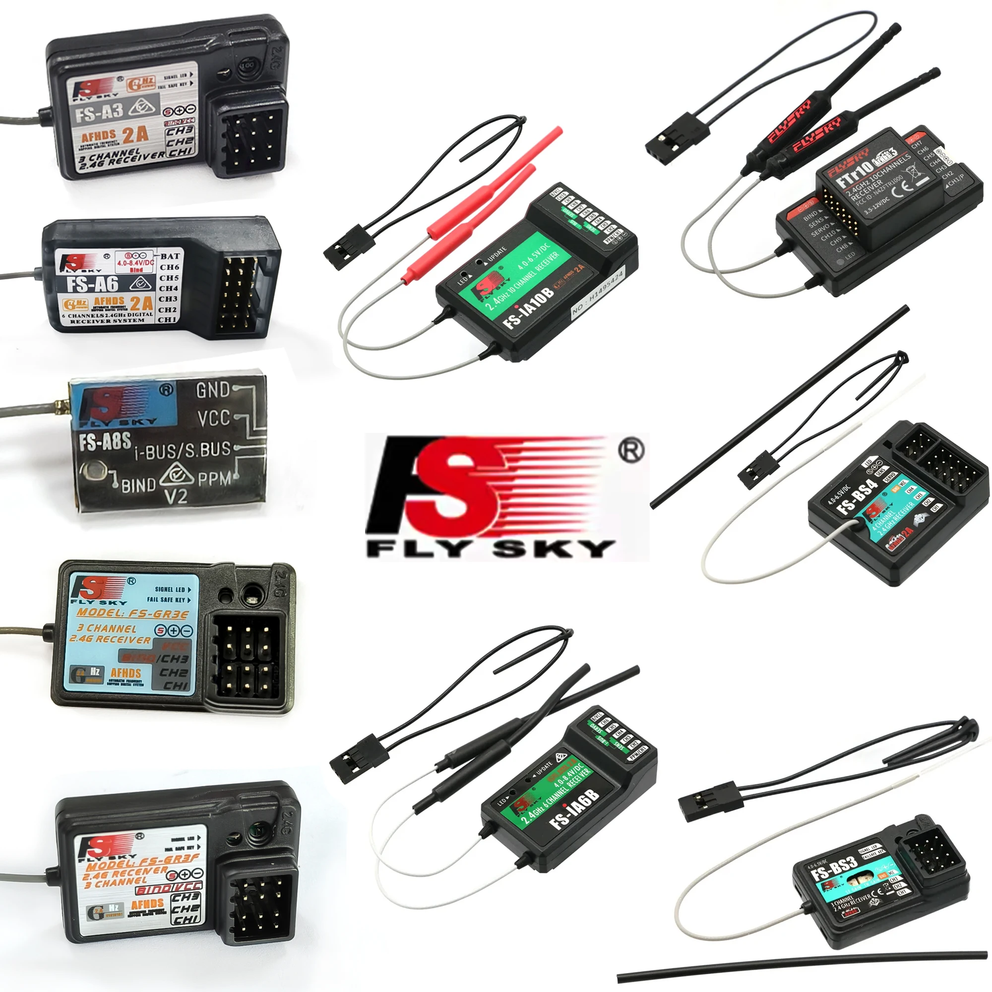 Flysky FS-GR3E FS-A3 FS-A6 FS-R6B FS-X6B FS-iA6 FS-iA6B FS-BS6 FS-A8S FS-R9B FS-iA10 FS-iA10B Flysky 송신기용 Rc 수신기