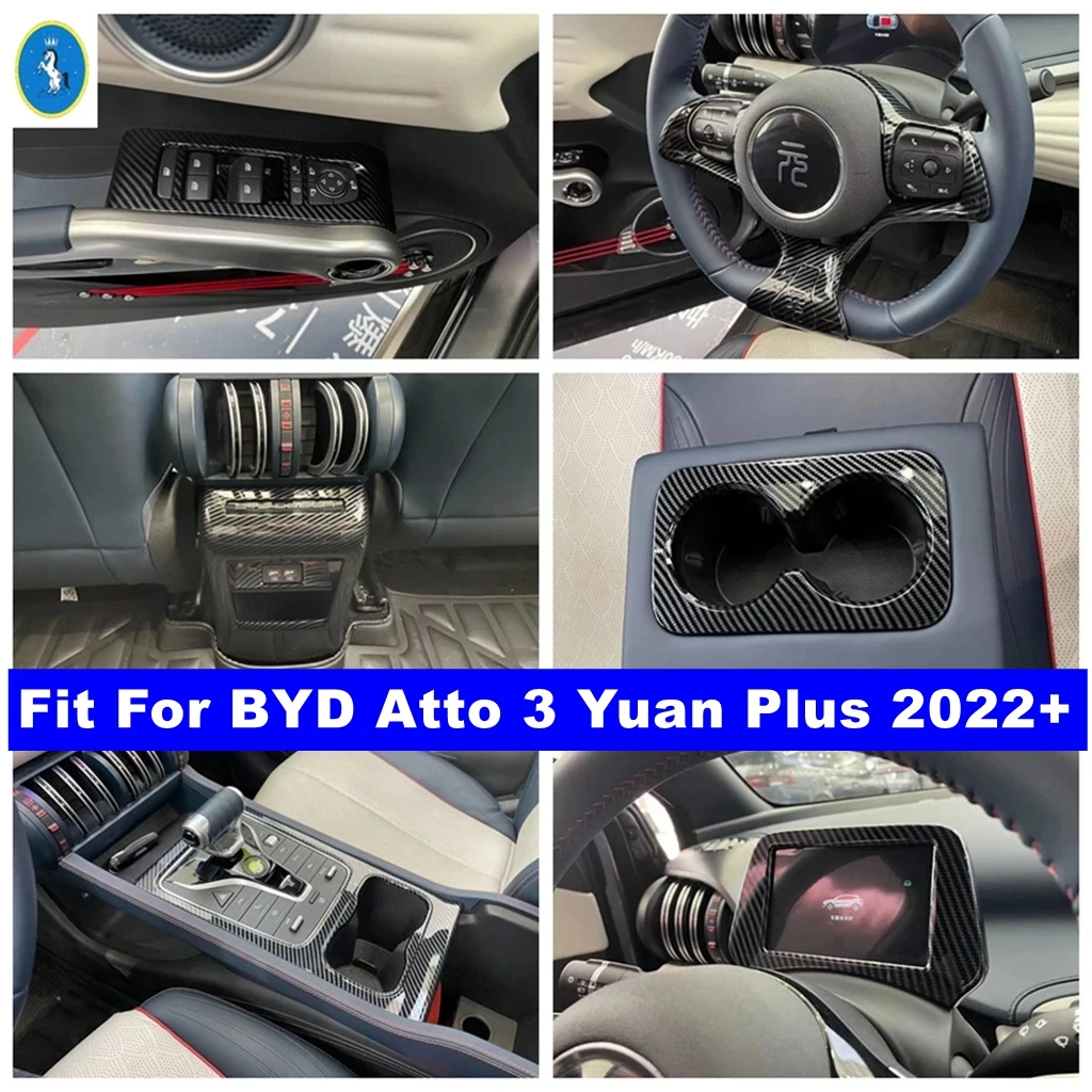 

Carbon Fiber Door Speaker / Dashboard Air Vent / Shift Gear Panel Cover Trim For BYD Atto 3 Yuan Plus 2022 - 2024 Auto Interior