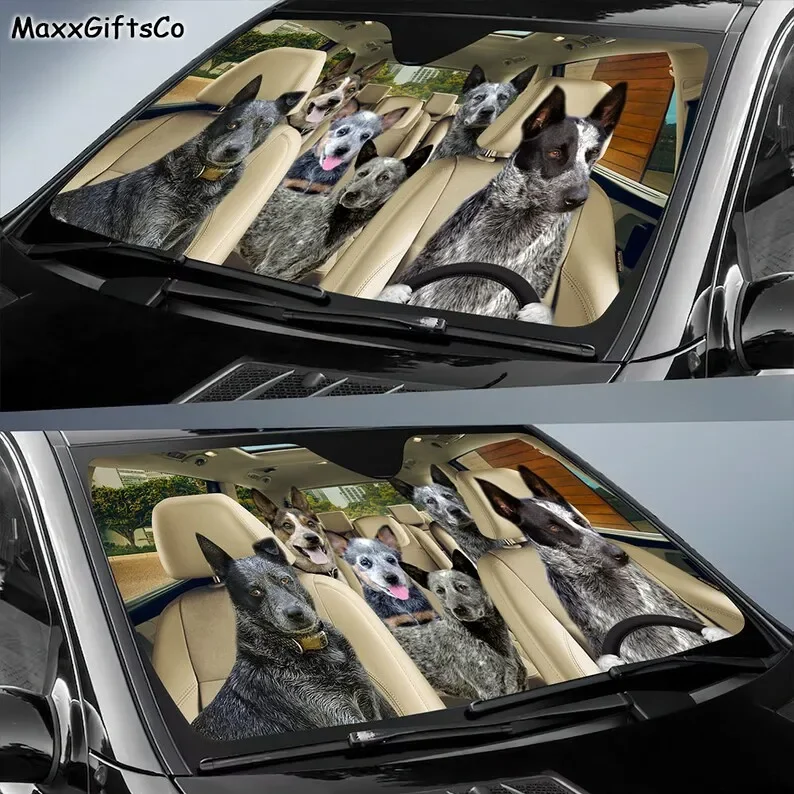 Australian Stumpy Tail Cattle Dog Car Sun Shade, Dogs Windshield, Family Sunshade, Dog Car Accessories, Car Decoration, Gift For