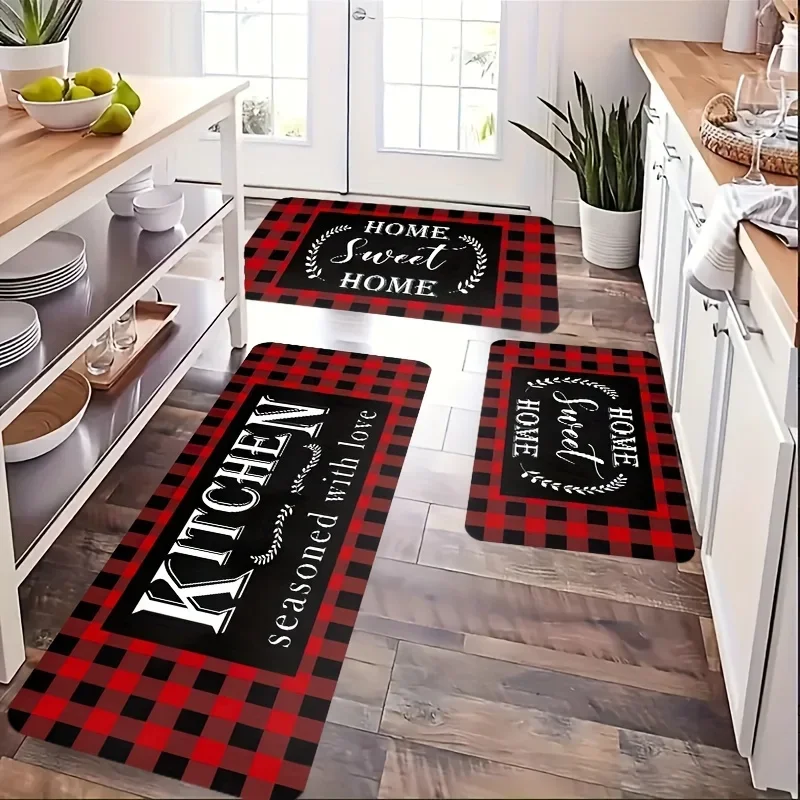 Flannel Kitchen Mats for Floor Anti Slip Bathroom Entrance Doormat Bedroom Living Room Bedside Rug Soft Washable Carpet 40x60cm