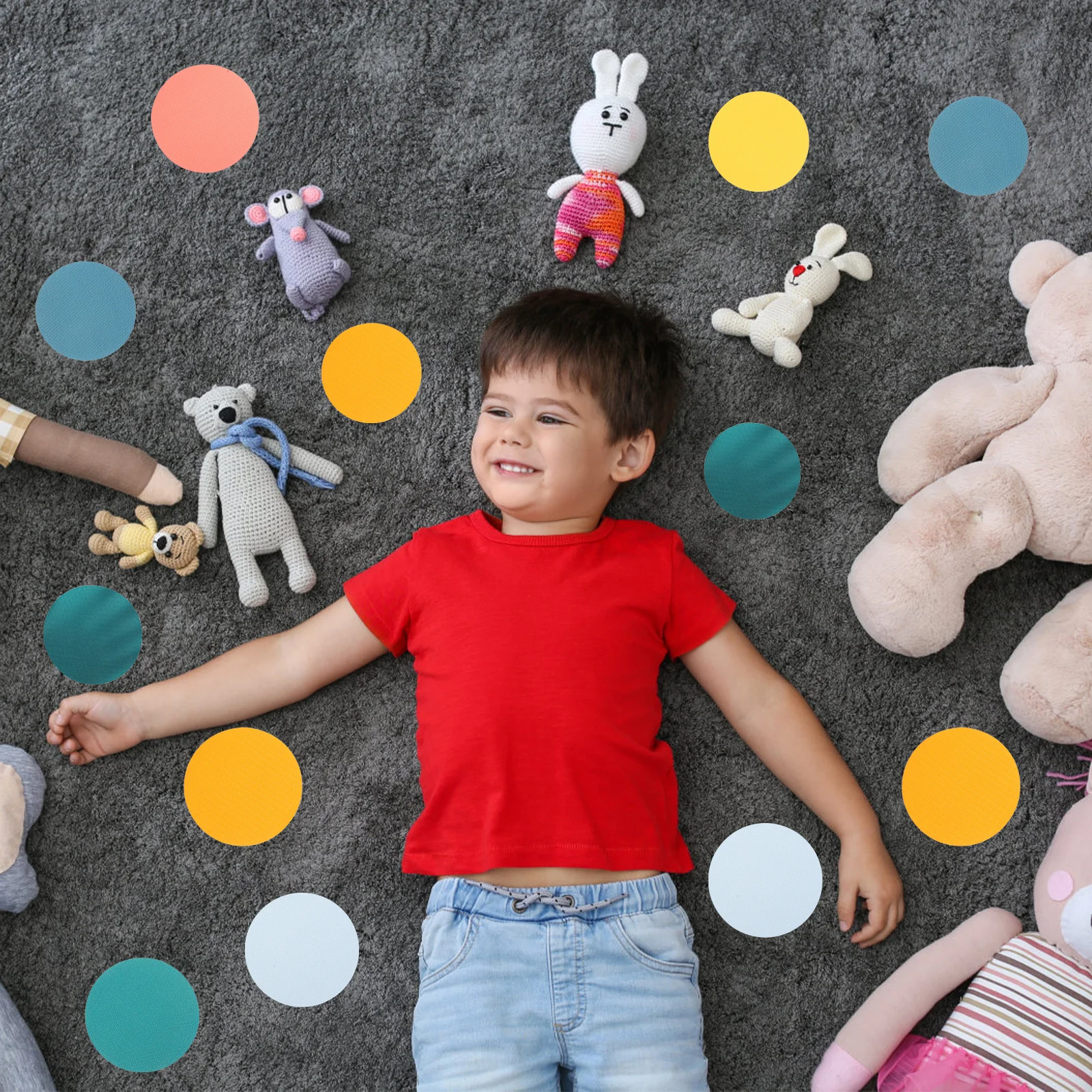 

36Pcs Classroom Carpet Spot Markers Hook Loop Backing Non Slip Round Dots Educational Floor Stickers Preschool Elementary