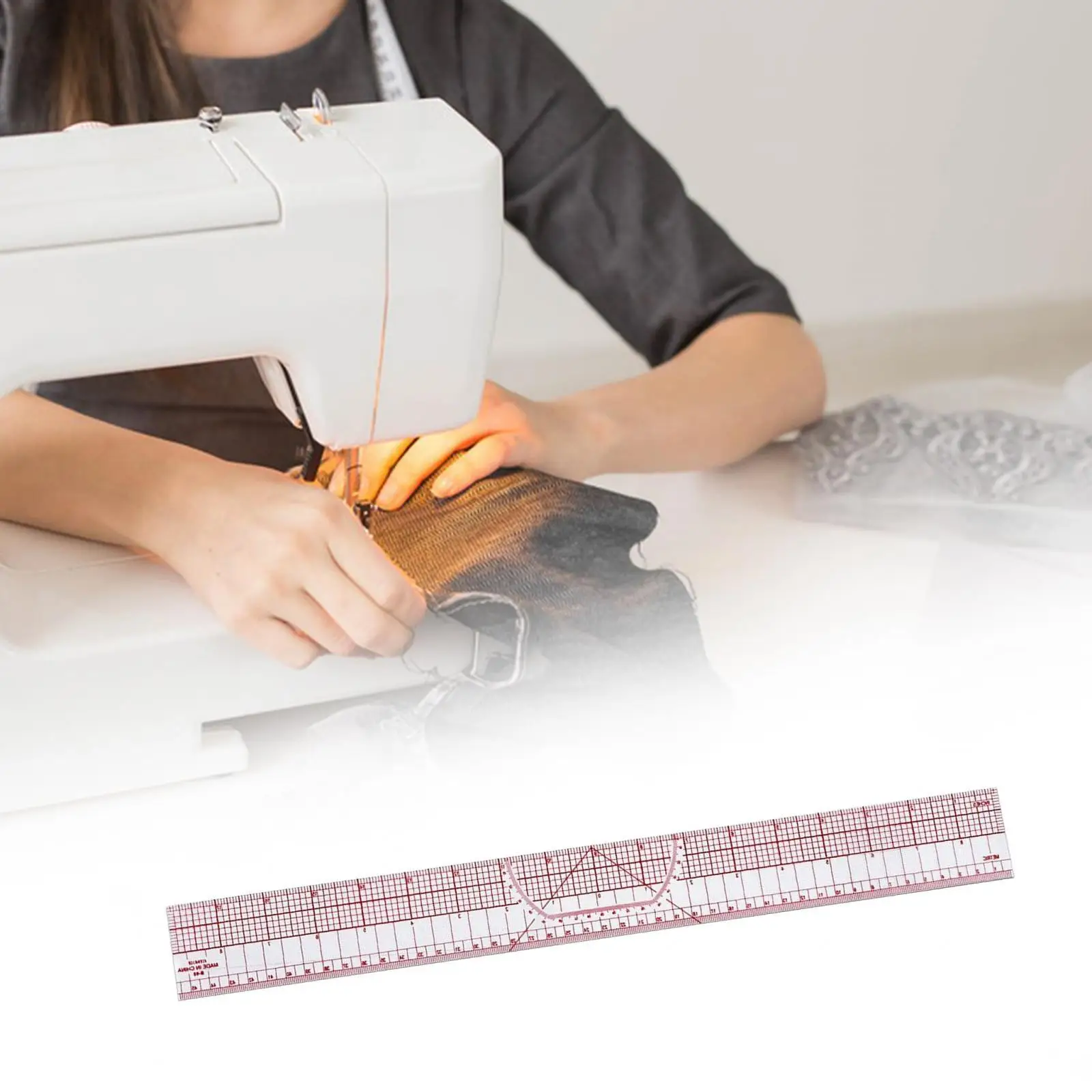 2xGrading Ruler Tailor Ruler Clear Scale B95 Metric And Inch Sewing Ruler Garment Ruler for Pattern Making Tailoring