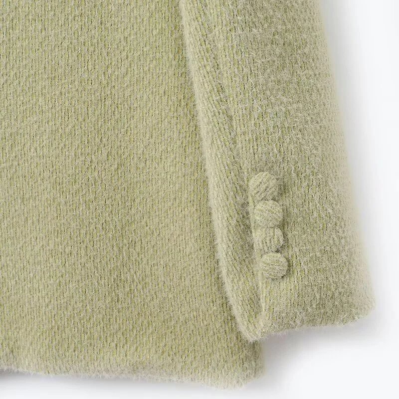 2025 Autunno/Inverno delle nuove donne Pendolarismo Stile Allentato Risvolto a maniche lunghe Giacca da abito casual in pelle scamosciata con bottone singolo