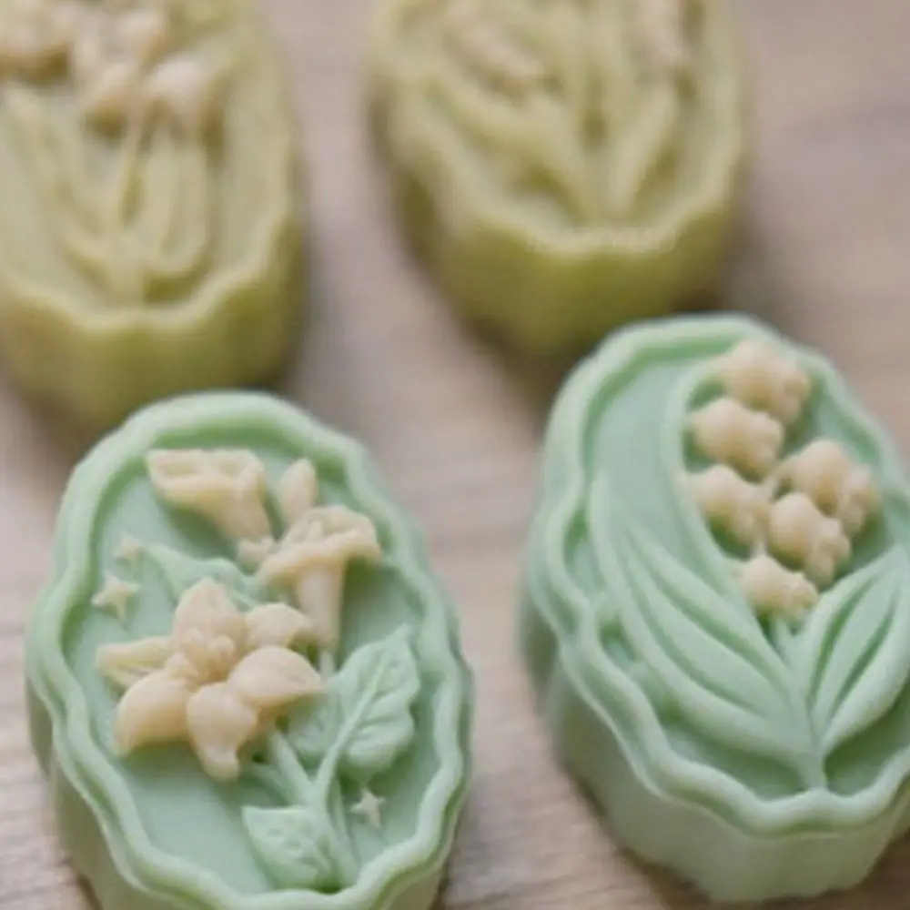 الزنابق البلاستيكية من الوادي قالب كعك القمر الأبيض اليد ضغط القمر قالب الكعكة Ma'amoul شكل 50 جرام تنقش ختم قالب الخبز