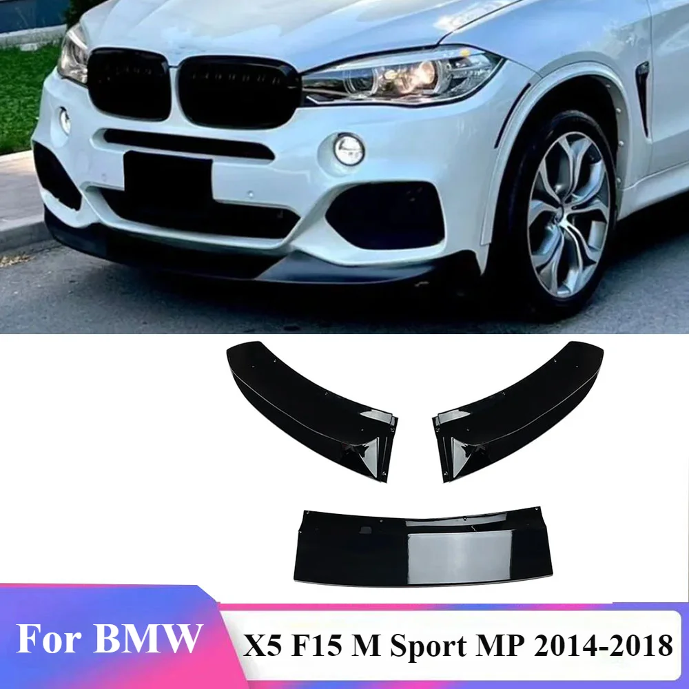 Front Bumper Lip  Spoiler Splitter By Glossy Black Canards Diffuser Body Kit For BMW X5 F15 M Sport MP 2014 2015 2016 2017 2018