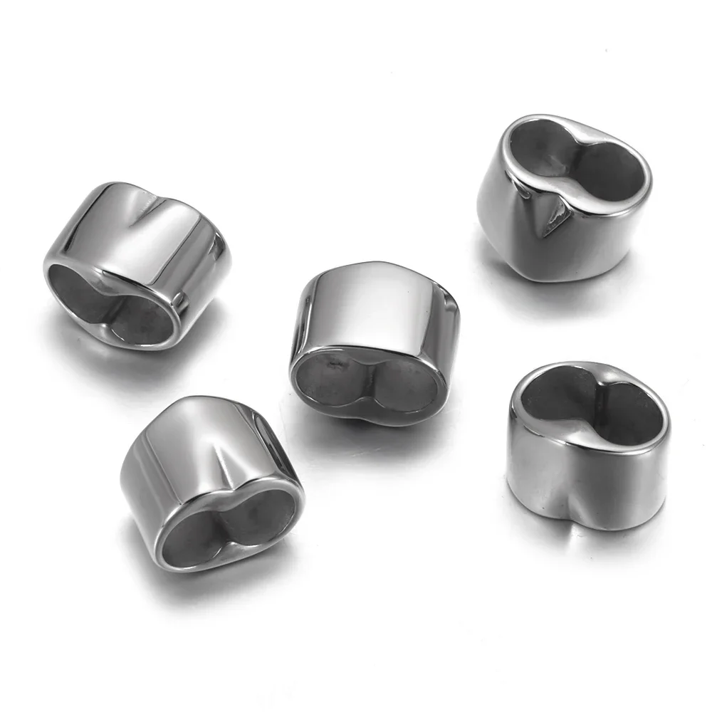 Stainless Steel Double Hole Beads Fit 5mm Leather Bracelet Slide Charm Jewelry Making DIY Accessories Silder Findings