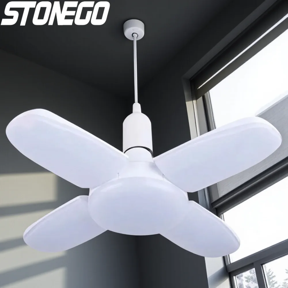 

Светодиодный потолочный светильник, креативный мини-четыре листа, складной светильник E27, винтовая лампа, супер яркое освещение для домашнего внутреннего освещения