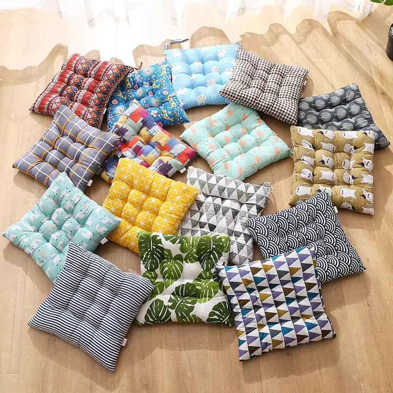 Chair Seat Cushion Thickened Student Stool Butt Cushion Office Four Seasons Hip Pad Breathable Soft Cotton Linen Home Decoration